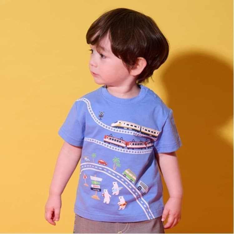 クレードスコープ(kladskap)の海に行こう!乗り物プリント半袖Tシャツ Ｔシャツ