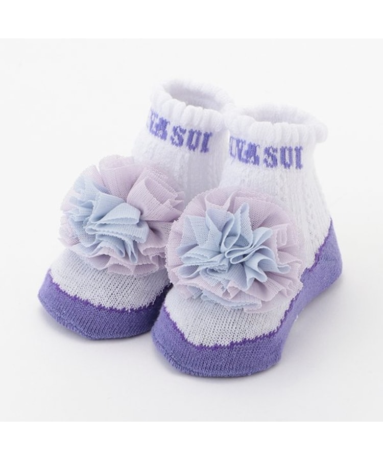 アナ スイ・ミニ(ANNA SUI mini)のチュール梵天クルーソックス ラベンダー(080)