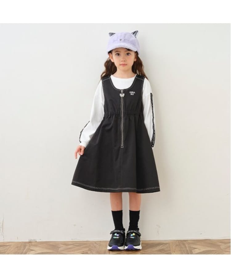 アナ スイ・ミニ(ANNA SUI mini)の前ファスナージャンバースカート ブラック(219)