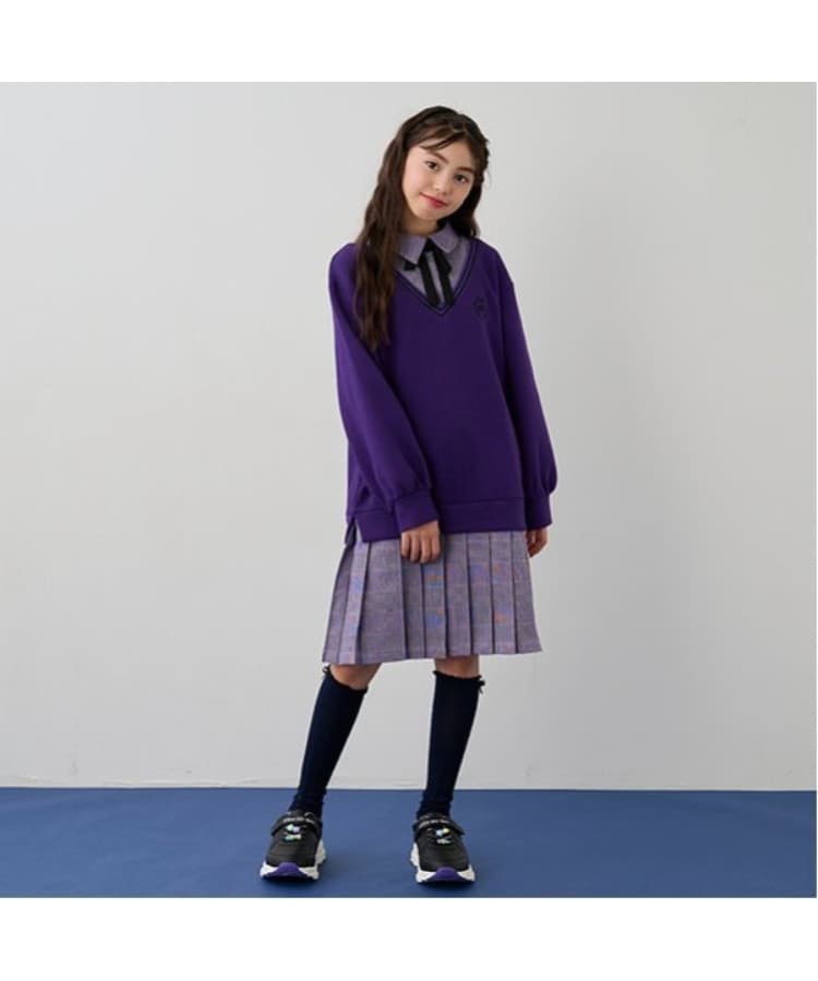 アナ スイ・ミニ(ANNA SUI mini)のグレンチェックレイヤード風ワンピース パープル(182)