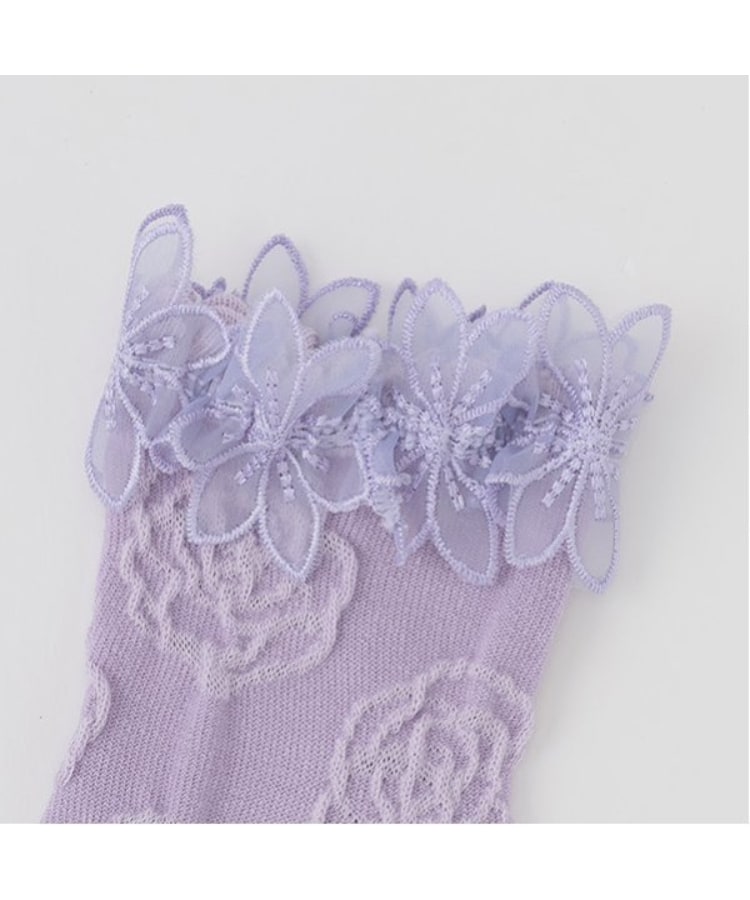 アナ スイ・ミニ(ANNA SUI mini)の花レースつきバラ柄クルーソックス1