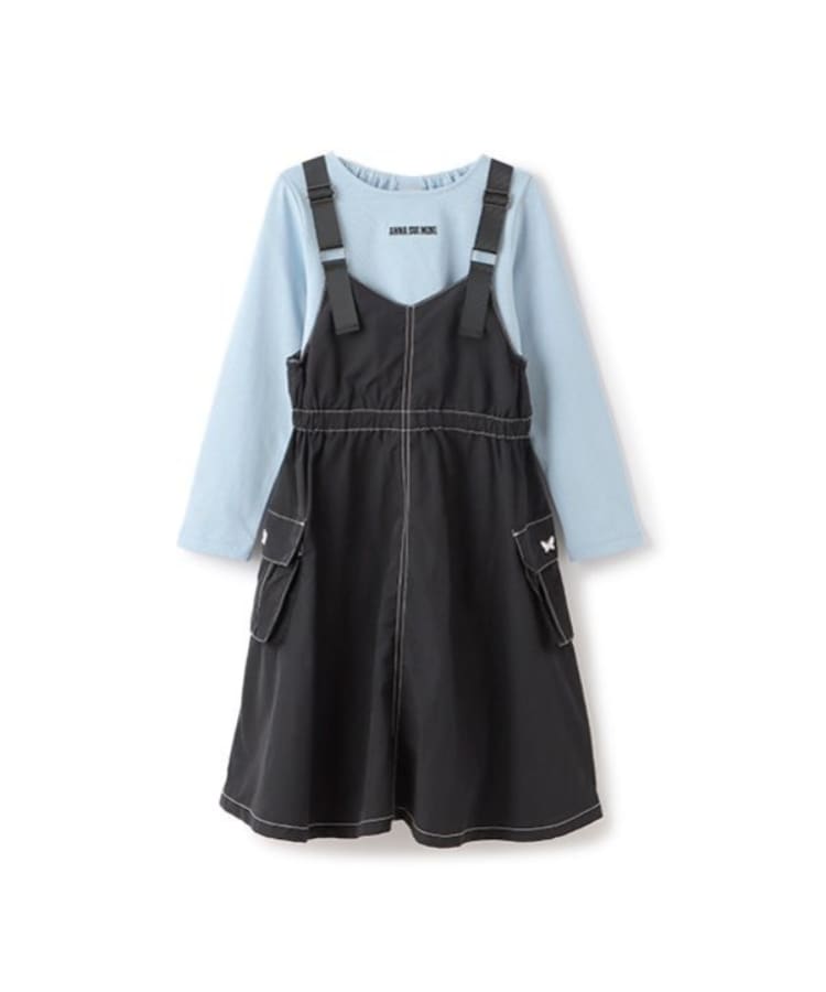 アナ スイ・ミニ(ANNA SUI mini)のカーゴジャンスカ＋長袖Tシャツ ブラック(219)