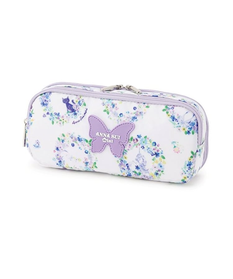 アナ スイ・ミニ(ANNA SUI mini)のフラワーリース柄多機能ポーチ ホワイト(001)