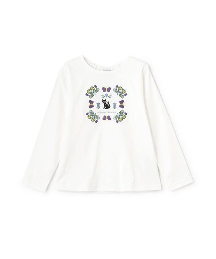 アナ スイ・ミニ(ANNA SUI mini)のButterfly Heart刺繍長袖Tシャツ オフホワイト(003)