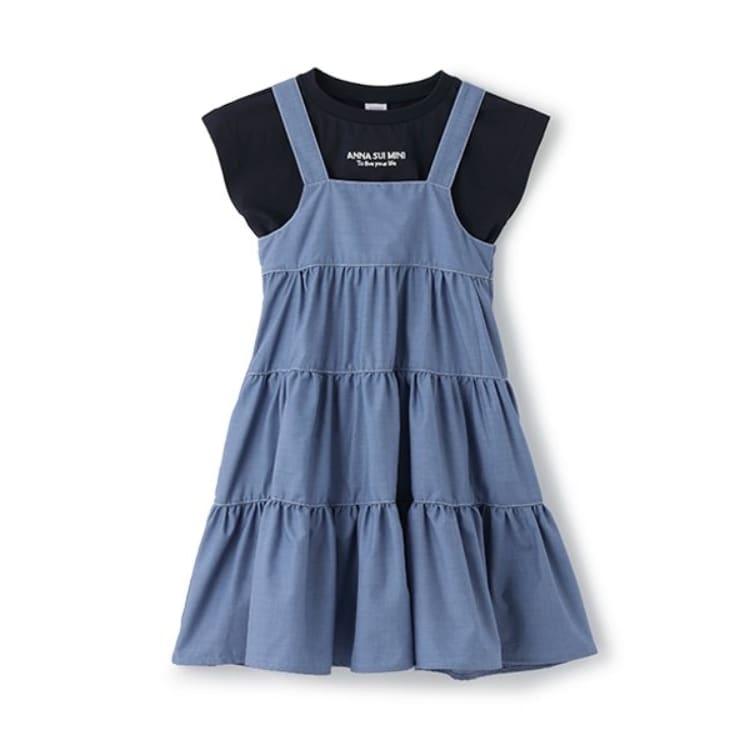 アナ スイ・ミニ(ANNA SUI mini)の【人気商品再入荷】【直営店で取り扱い無し】短丈Tシャツ+ジャンスカ ミドルワンピース