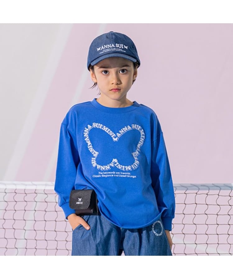 アナ スイ・ミニ(ANNA SUI mini)の蝶ロゴ長袖Tシャツ ブルー(091)