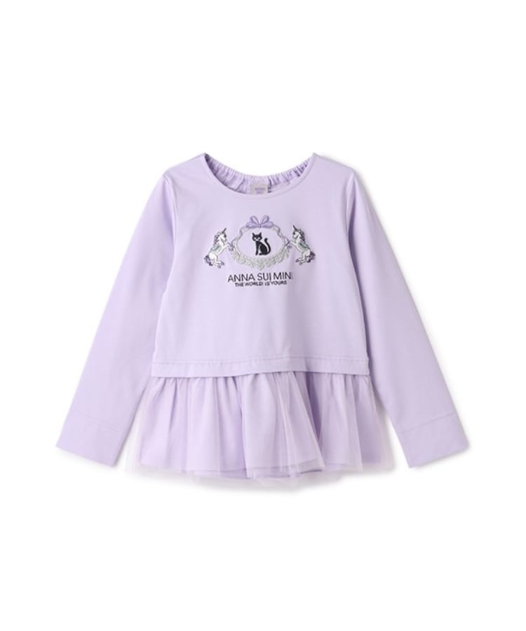 アナ スイ・ミニ(ANNA SUI mini)の裾ペプラムチュール長袖Tシャツ ラベンダー(080)