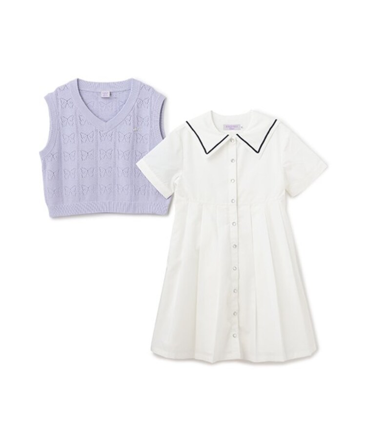 ニットベスト+シャツワンピース(その他) | ANNA SUI mini ニットベスト+シャツワンピース(その他) | ANNA SUI mini