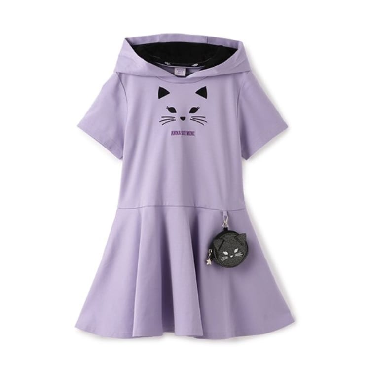 アナ スイ・ミニ(ANNA SUI mini)のポーチ付きネコカットワンピース ミドルワンピース