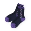 アナ スイ・ミニ(ANNA SUI mini)のネコと花クルーソックス ネイビー(094)