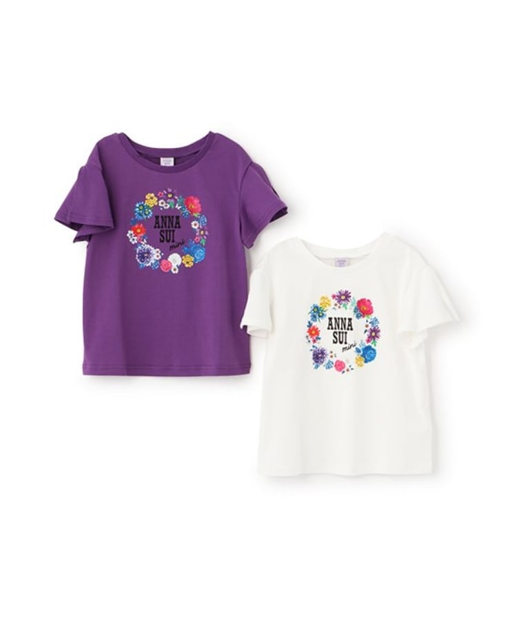 アナ スイ・ミニ(ANNA SUI mini)の【人気商品再入荷】【直営店で取り扱い無し】花ロゴ肩スリットTシャツ7