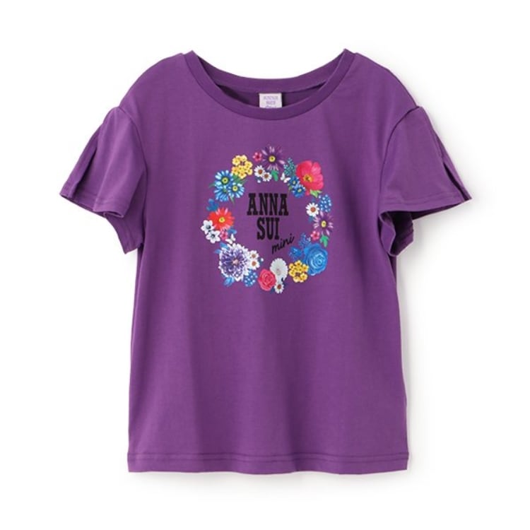 アナ スイ・ミニ(ANNA SUI mini)の【人気商品再入荷】【直営店で取り扱い無し】花ロゴ肩スリットTシャツ Ｔシャツ