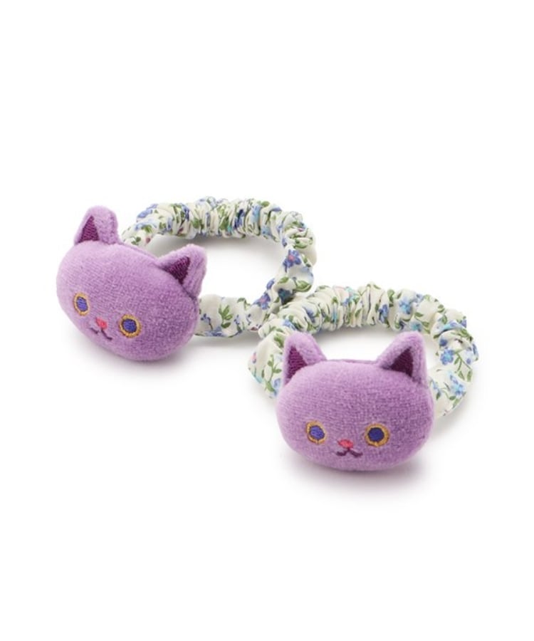 アナ スイ・ミニ(ANNA SUI mini)のネコマスコットヘアポニー2個セット パープル(081)