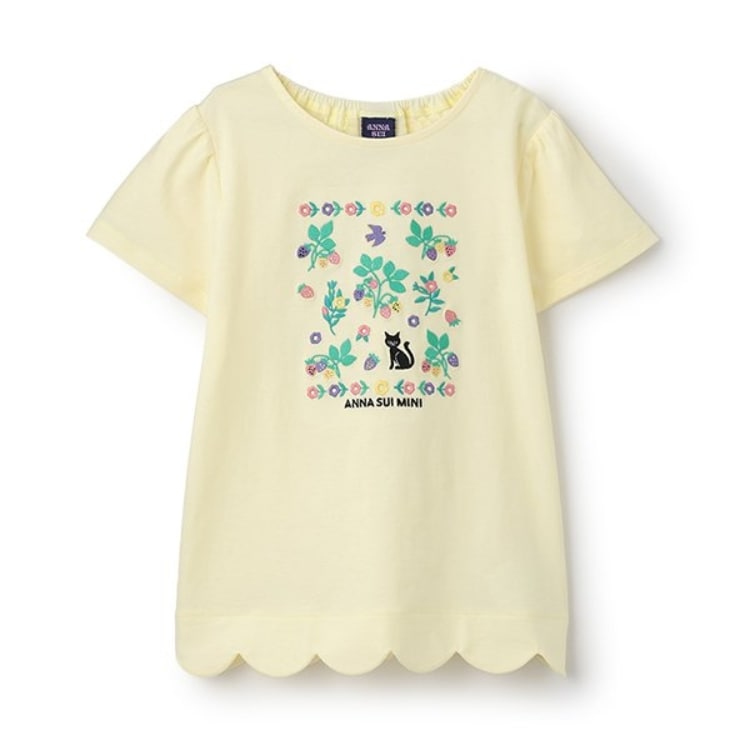 アナ スイ・ミニ(ANNA SUI mini)の【人気商品再入荷】【直営店で取り扱い無し】刺しゅう 裾スカラ半袖Tシャツ Ｔシャツ