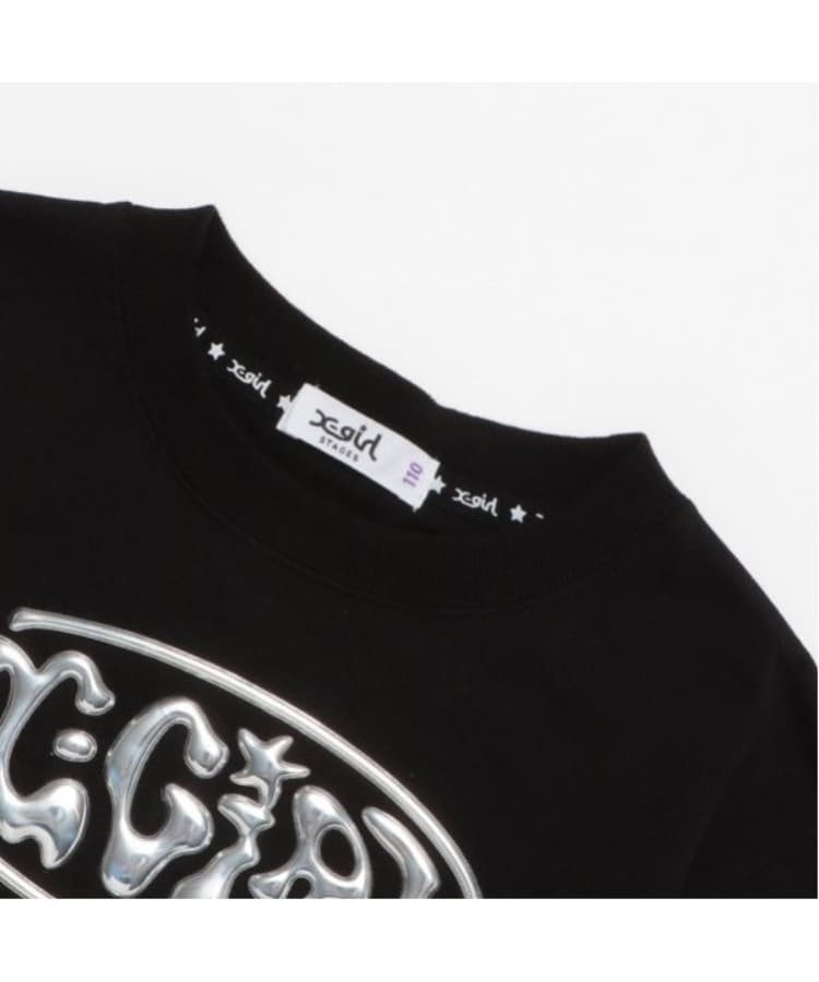 エックスガール ステージス(X-girl STAGES)の立体メタリックロゴモチーフ半袖Tシャツ2