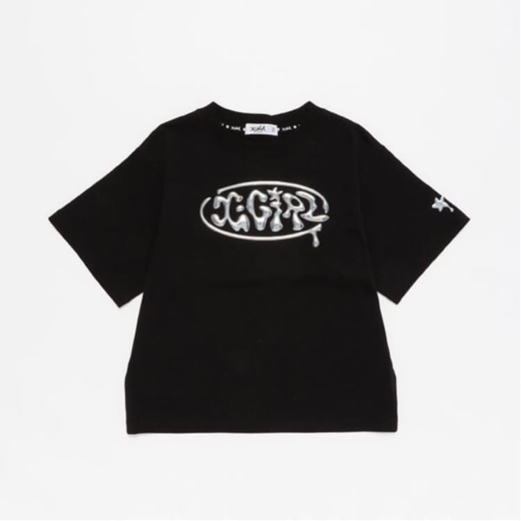 エックスガール ステージス(X-girl STAGES)の立体メタリックロゴモチーフ半袖Tシャツ Ｔシャツ