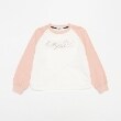 エックスガール ステージス(X-girl STAGES)のラインストーンロゴラグラン長袖Tシャツ ピンク(071)