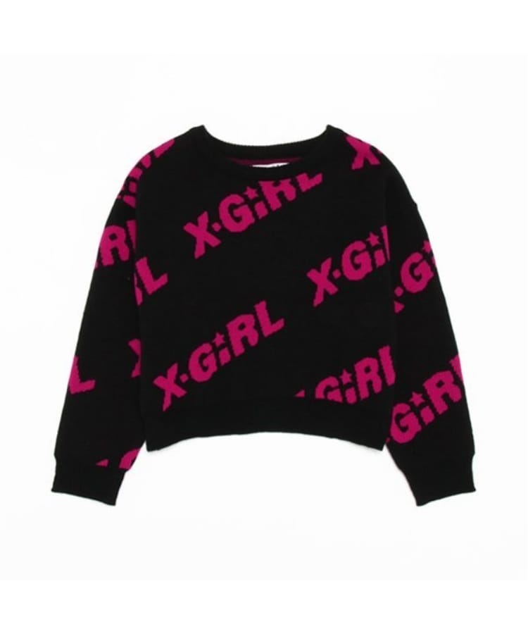 エックスガール ステージス(X-girl STAGES)のロゴニットプルオーバー ブラック(219)