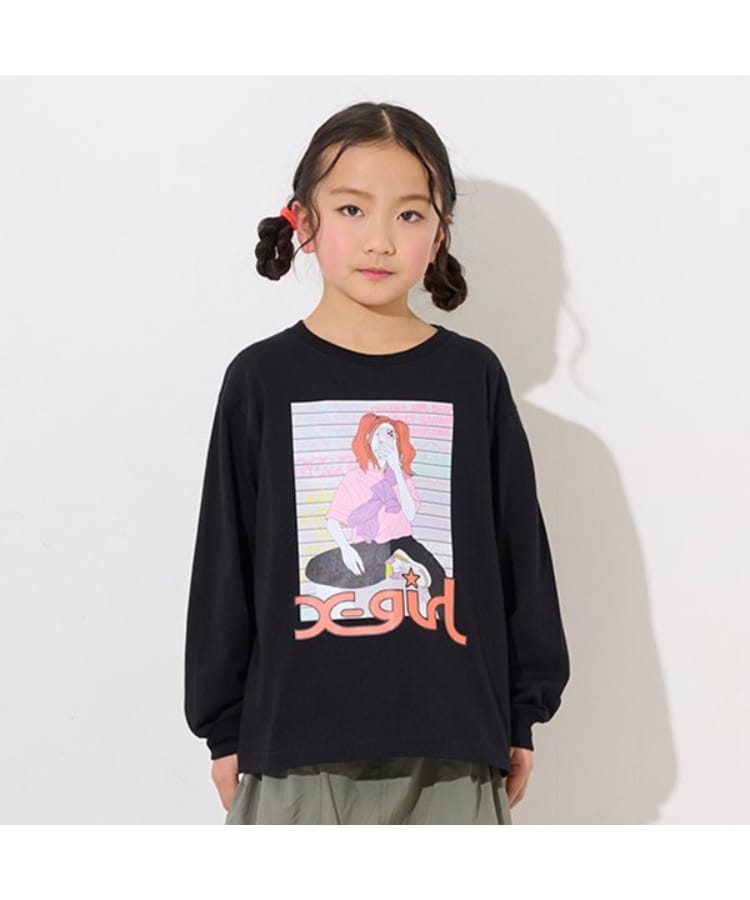 エックスガール ステージス(X-girl STAGES)のガールイラスト長袖Tシャツ1