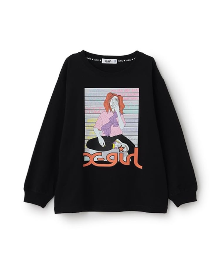 エックスガール ステージス(X-girl STAGES)のガールイラスト長袖Tシャツ12
