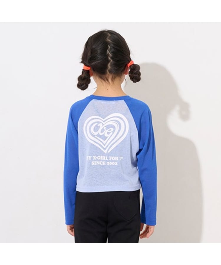 エックスガール ステージス(X-girl STAGES)のハートロゴラグランシアー長袖Tシャツ1