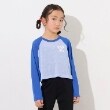 エックスガール ステージス(X-girl STAGES)のハートロゴラグランシアー長袖Tシャツ ブルー(192)