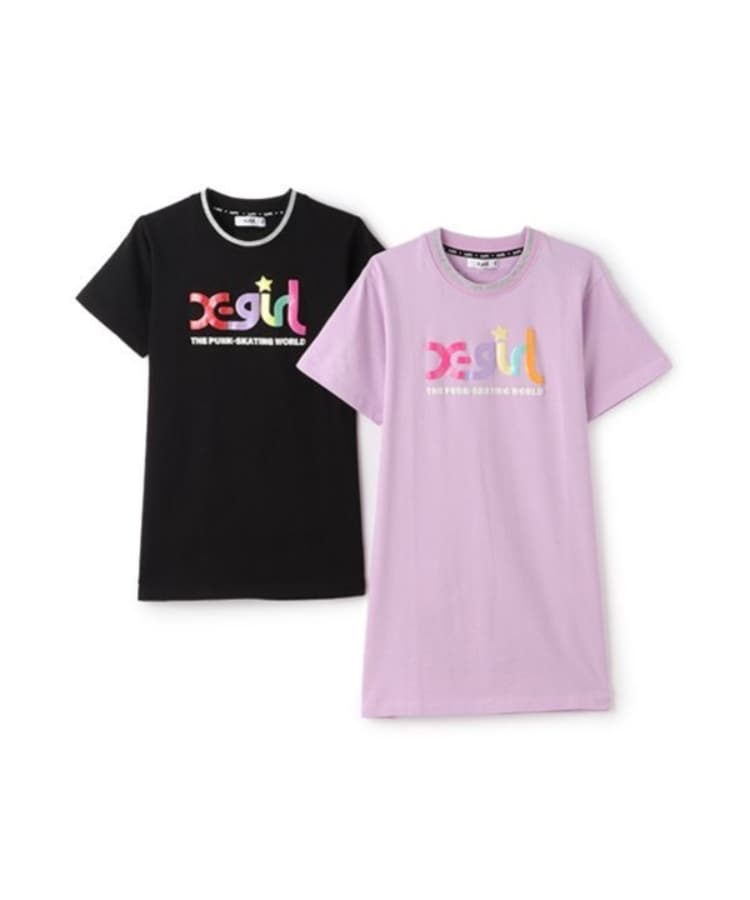 エックスガール ステージス(X-girl STAGES)のラメ発泡ロゴTワンピース14
