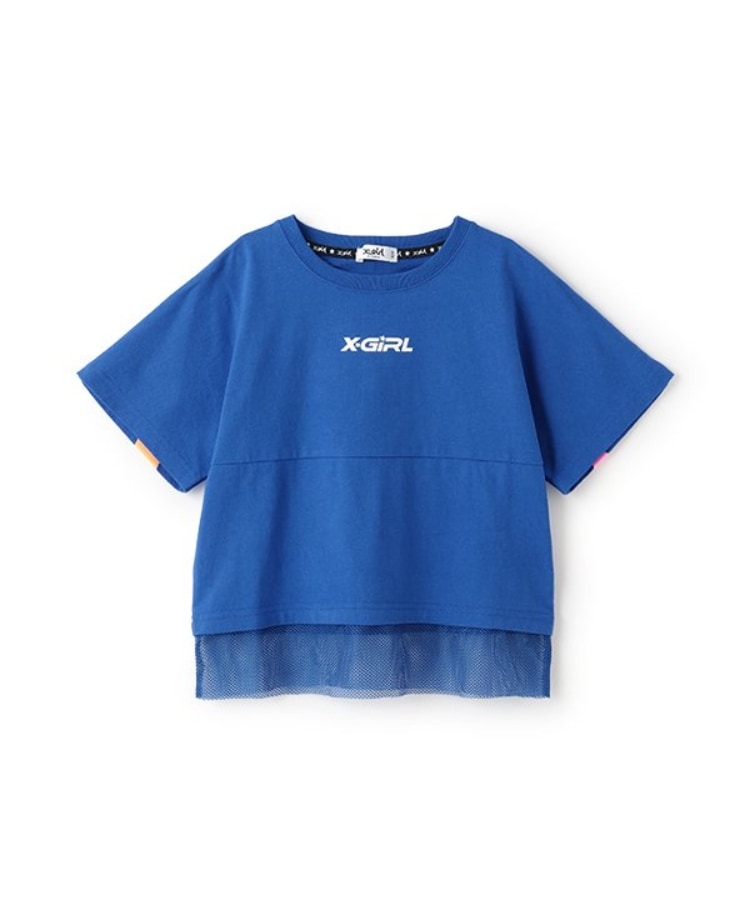 エックスガール ステージス(X-girl STAGES)のカラフルロゴメッシュ切替半袖Tシャツ5
