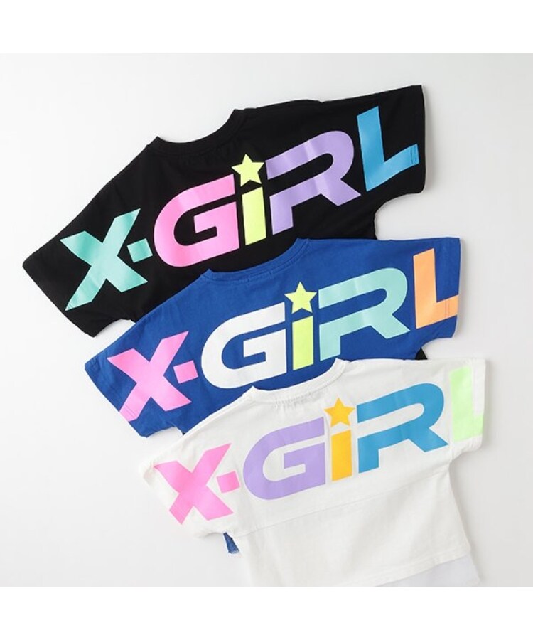 エックスガール ステージス(X-girl STAGES)のカラフルロゴメッシュ切替半袖Tシャツ10