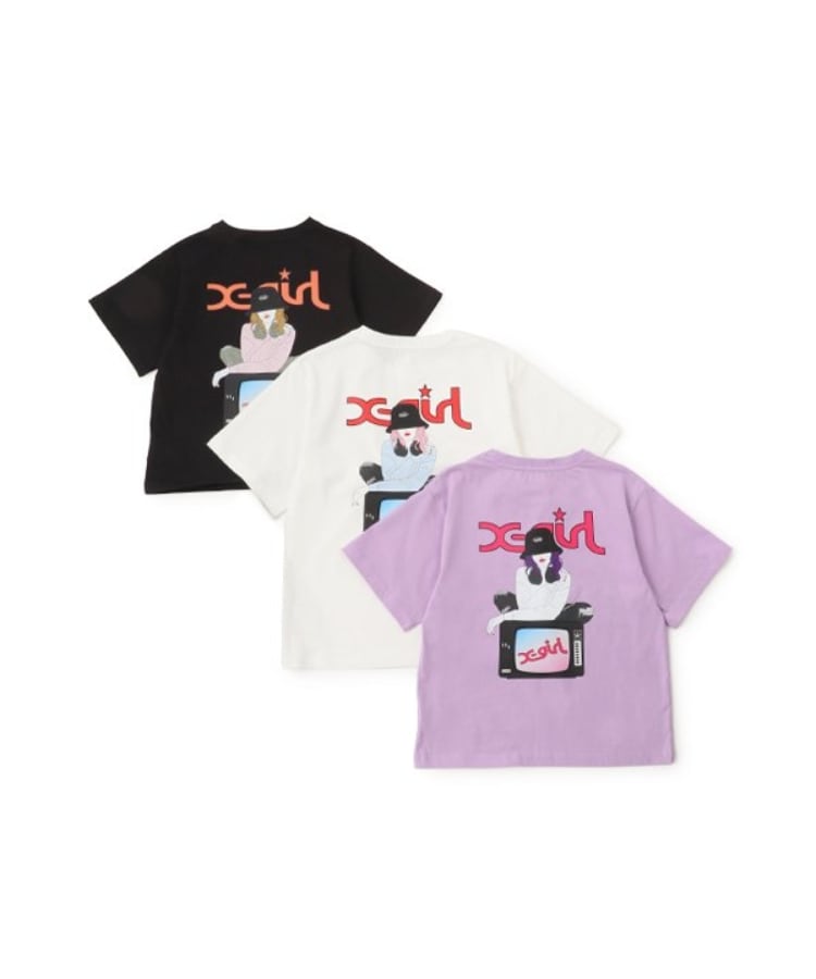 エックスガール ステージス(X-girl STAGES)のガールイラストバックプリント半袖Tシャツ9
