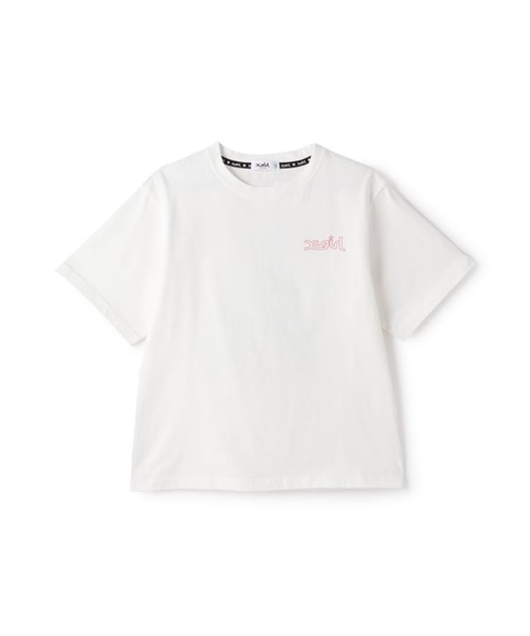 エックスガール ステージス(X-girl STAGES)のガールイラストバックプリント半袖Tシャツ オフホワイト(003)