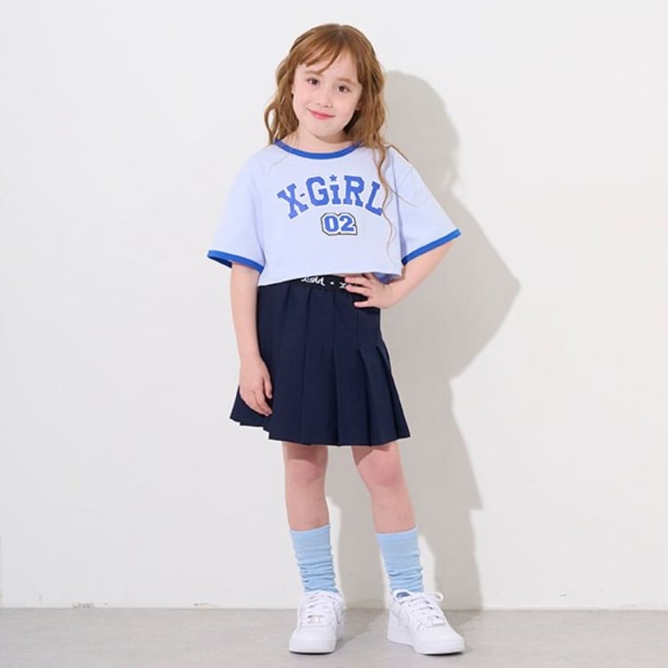 エックスガール ステージス(X-girl STAGES)のショート丈半袖T&プリーツスカートセット セットアップ