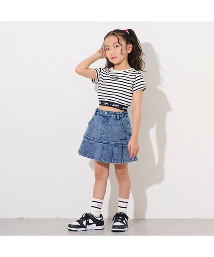 エックスガール ステージス(X-girl STAGES)のハートポケットデニムプリーツスカート2