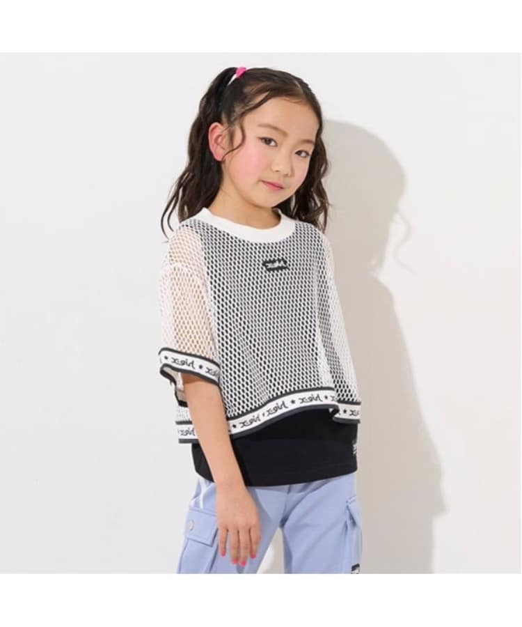 エックスガール ステージス(X-girl STAGES)のメッシュ半袖Tシャツ&タンクトップセット1