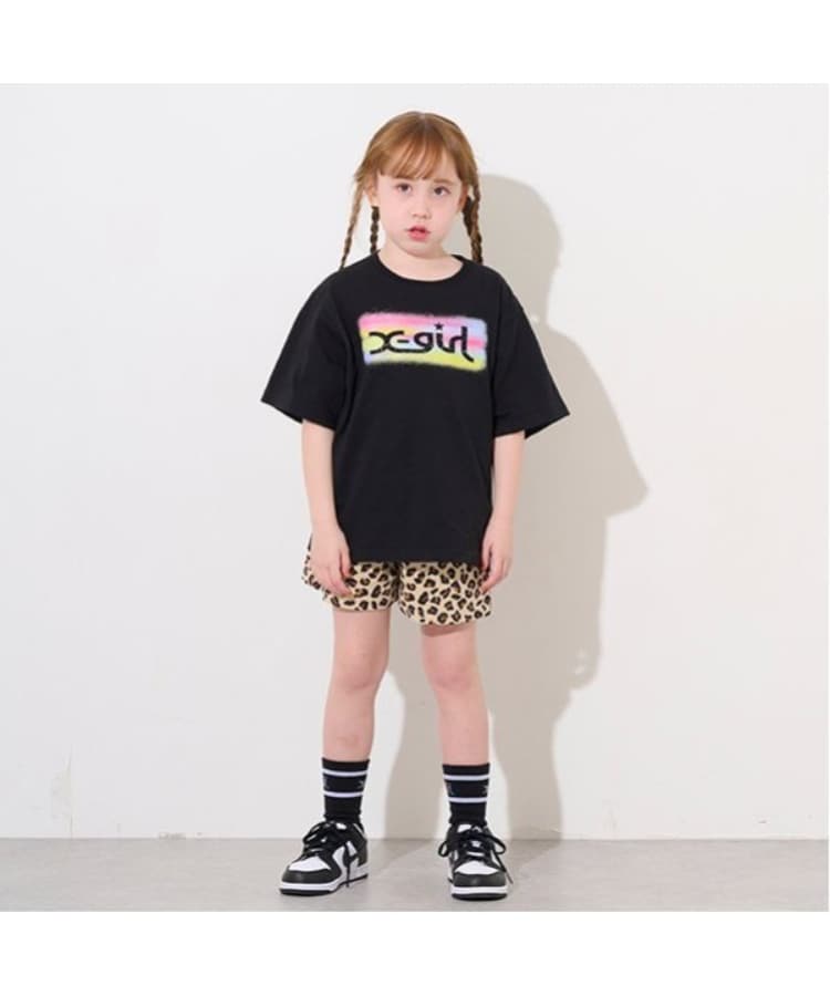 エックスガール ステージス(X-girl STAGES)のスプレーロゴ半袖Tシャツ&ショーツセット3