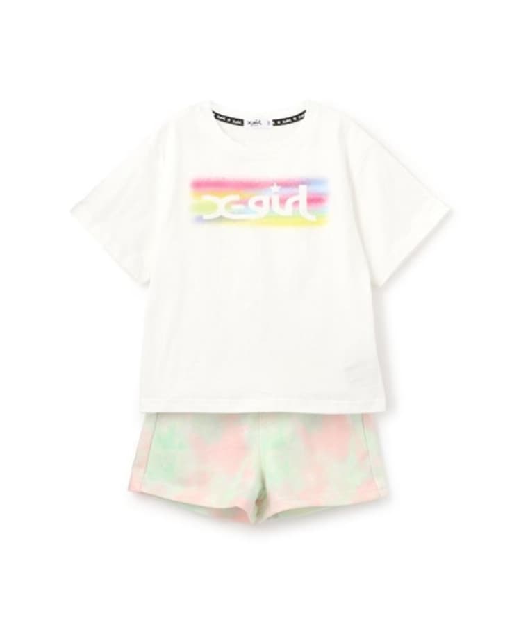 エックスガール ステージス(X-girl STAGES)のスプレーロゴ半袖Tシャツ&ショーツセット5