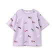 エックスガール ステージス(X-girl STAGES)の【人気商品再入荷】【直営店で取り扱い無し】ミルズロゴ総柄半袖Tシャツ ラベンダー(080)