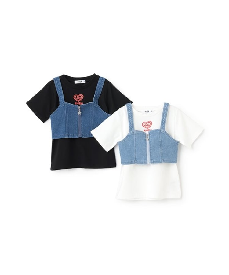 エックスガール ステージス(X-girl STAGES)のデニムビスチェ&半袖Tシャツセット10
