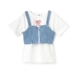 エックスガール ステージス(X-girl STAGES)のデニムビスチェ&半袖Tシャツセット オフホワイト(003)