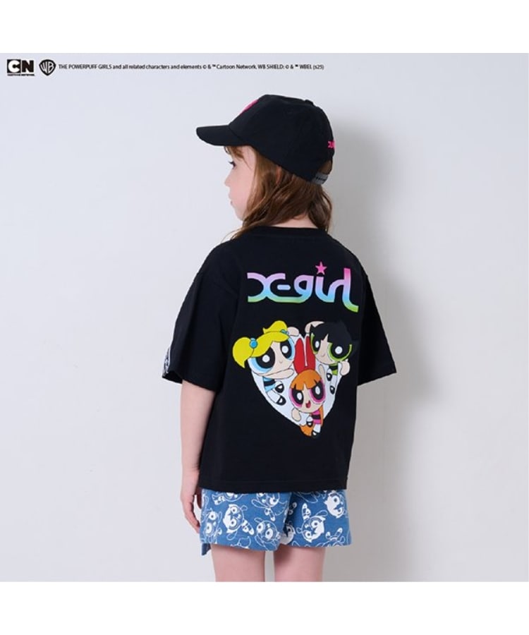 エックスガール ステージス(X-girl STAGES)の【パワーパフ ガールズ】バックプリント半袖Tシャツ ブラック(219)