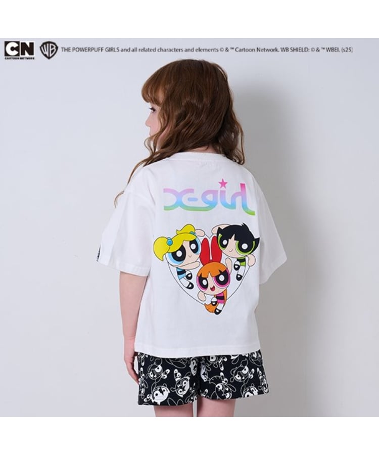 エックスガール ステージス(X-girl STAGES)の【パワーパフ ガールズ】バックプリント半袖Tシャツ オフホワイト(003)