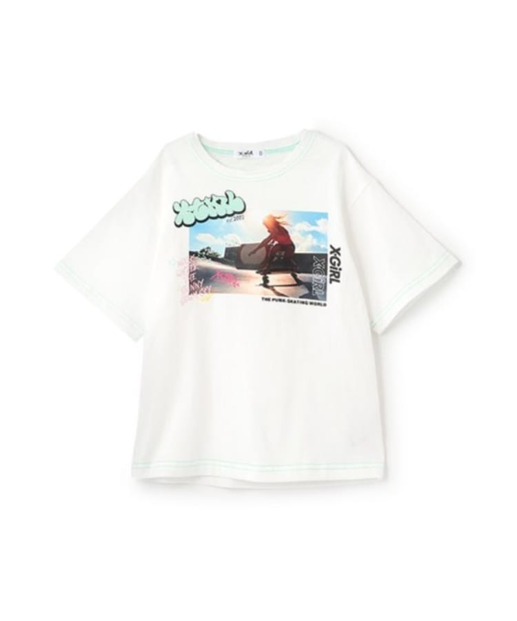 エックスガール ステージス(X-girl STAGES)のスケボーガールフォトプリント半袖Tシャツ10