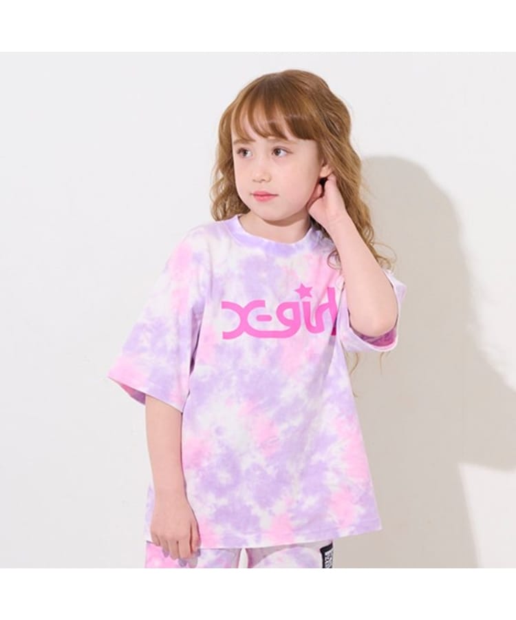エックスガール ステージス(X-girl STAGES)のロゴプリント手染めタイダイ半袖Tシャツ11