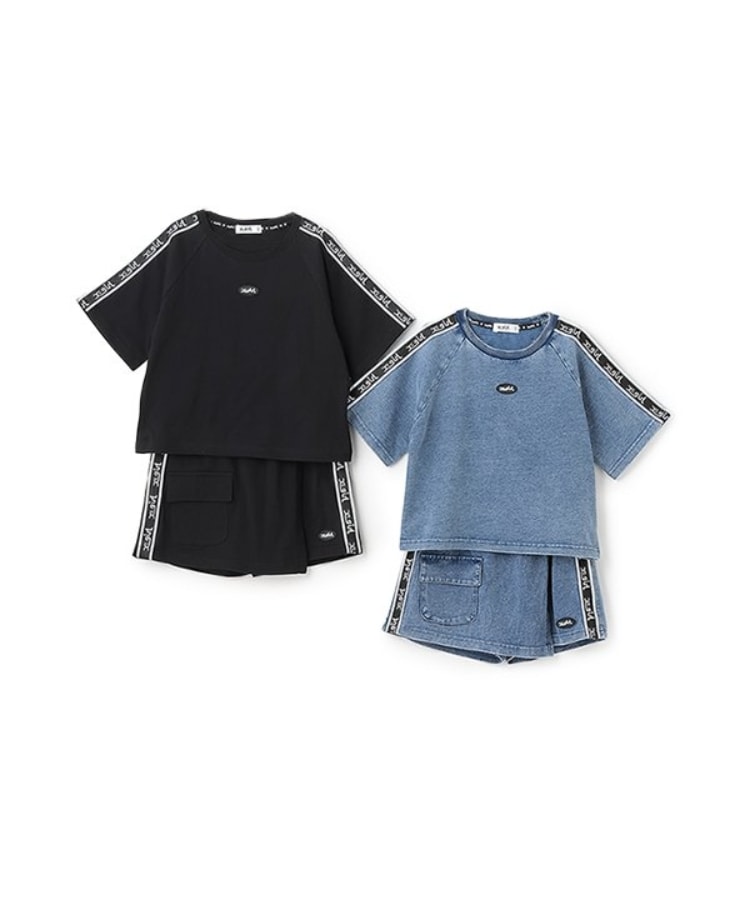 エックスガール ステージス(X-girl STAGES)のロゴライン半袖Tシャツ&スカパンセット15