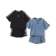 エックスガール ステージス(X-girl STAGES)のロゴライン半袖Tシャツ&スカパンセット15