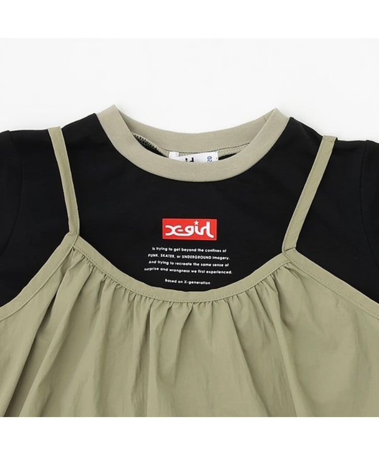 エックスガール ステージス(X-girl STAGES)の【人気商品再入荷】【直営店で取り扱い無し】サイドラインキャミドッキングワンピース2