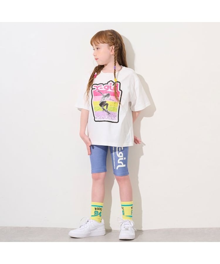 エックスガール ステージス(X-girl STAGES)の蓄光ロゴ5分丈レギンス12
