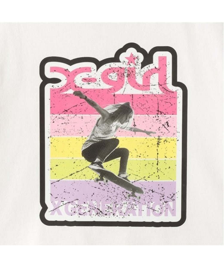 エックスガール ステージス(X-girl STAGES)のスケボーガール転写プリント半袖Tシャツ4