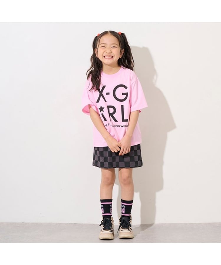 エックスガール ステージス(X-girl STAGES)のロゴT+ブロックチェック柄スカートセット20