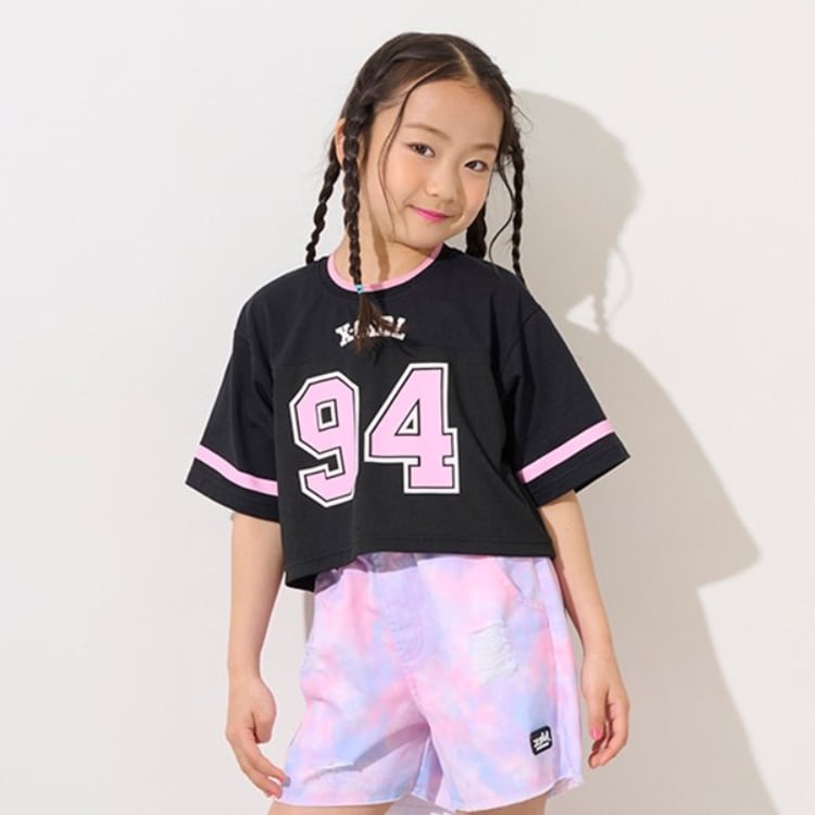 エックスガール ステージス(X-girl STAGES)のナンバリングメッシュ切替ショート半袖T Ｔシャツ